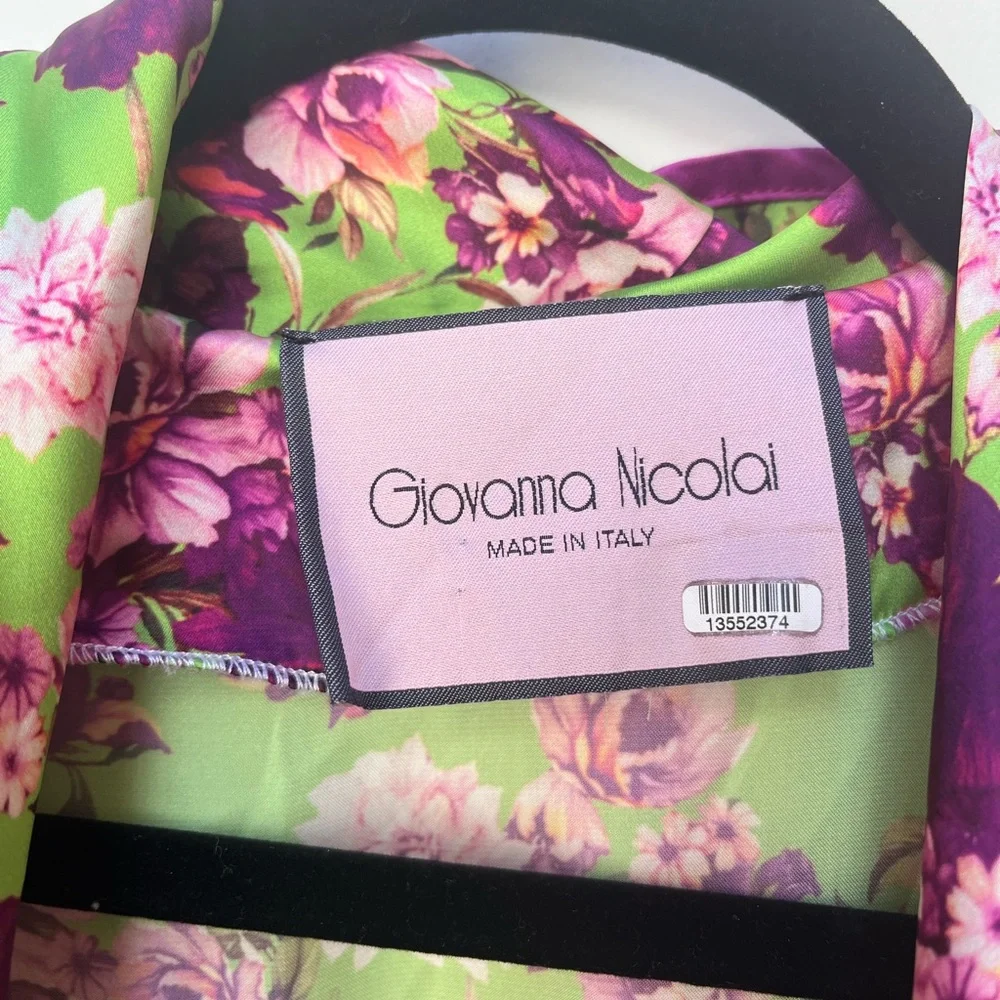 Giovanna Nicolai Silk Floral Wrap Top 40 - Picture 10 of 12